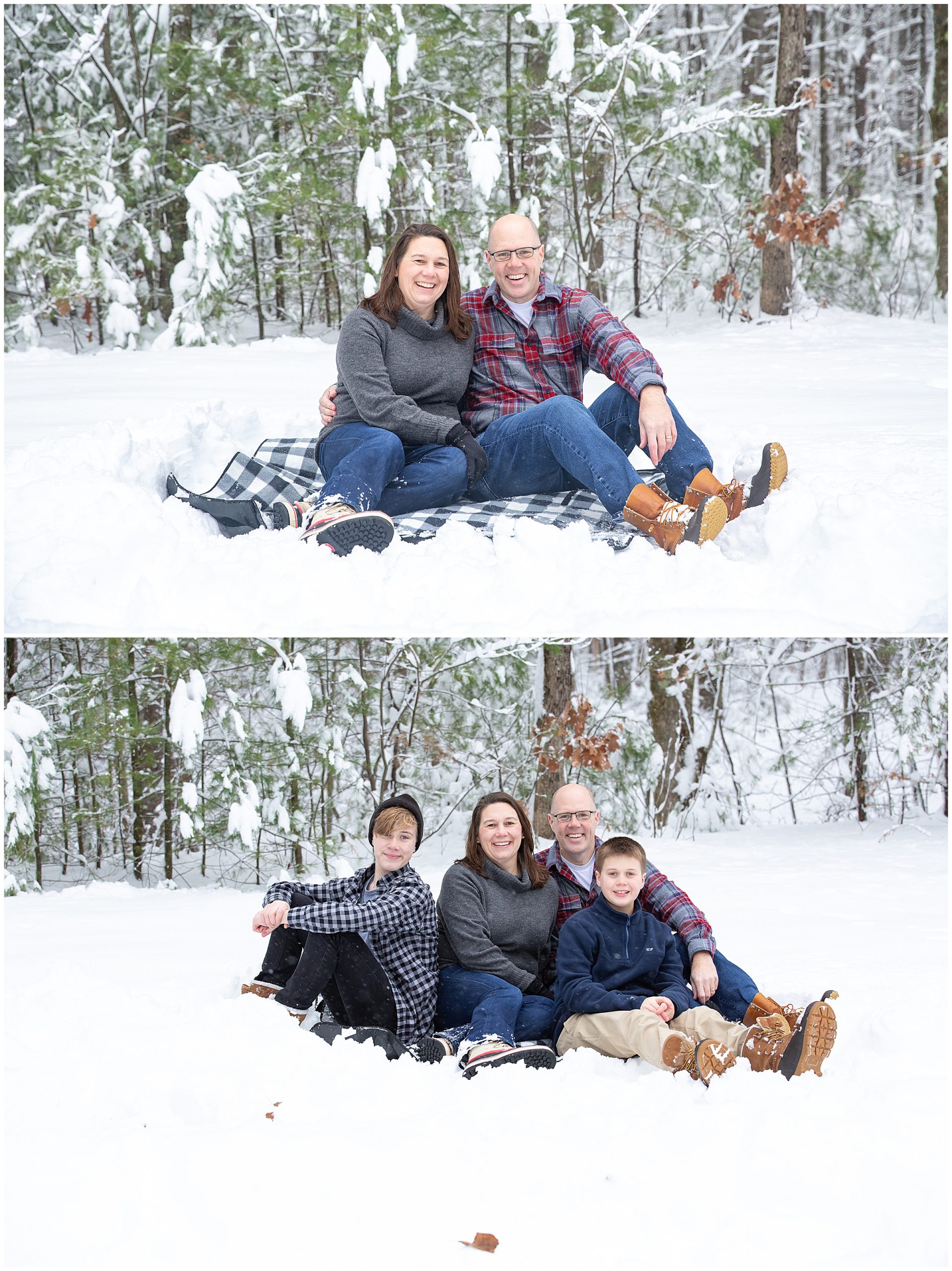 Sitting in the snow for portraits